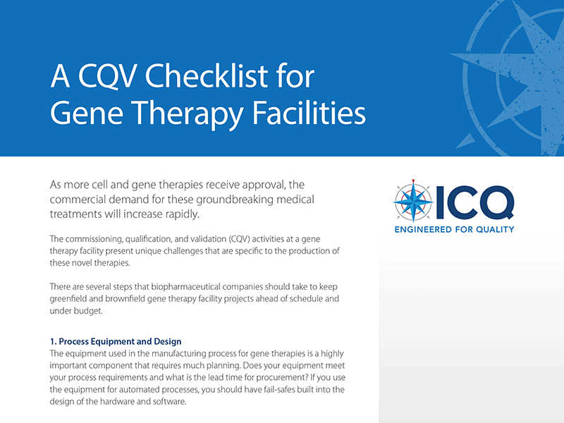 A CQV Checklist for Gene Therapy Facilities